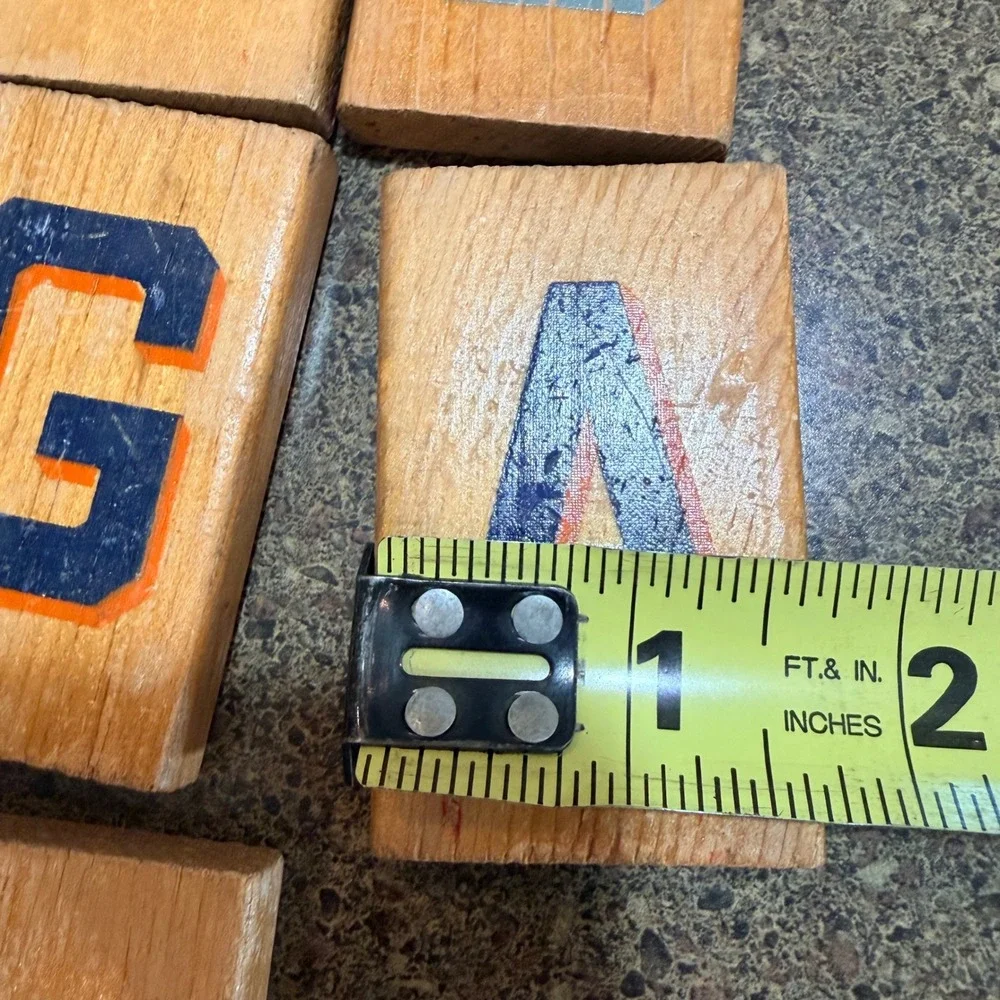 Vintage Style Wooden Alphabet Blocks Letterpress Wood Type Blocks Set of 19